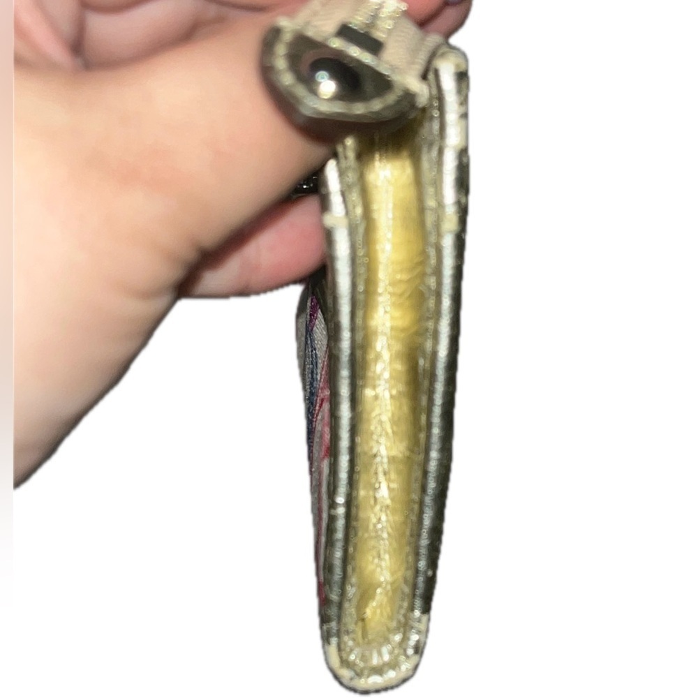 Coach Poppy Dream Graffiti Fabric Metallic Gold Leather Wristlet Wallet - RARE! - Picture 4 of 11